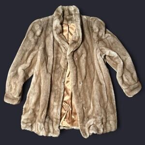 Country Pacer Tan Brown Collared Faux Fur Coat with velvet lining